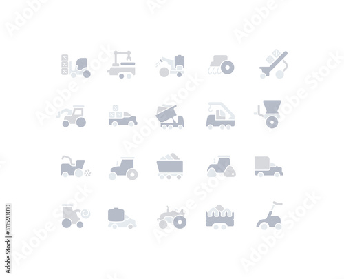 Set of Simple Icons of Agricultural Machinery