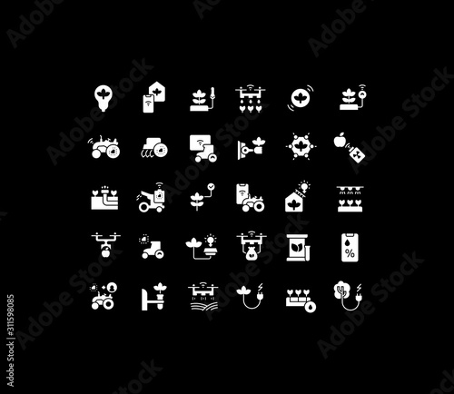 Set of Simple Icons of Agriculture Technology