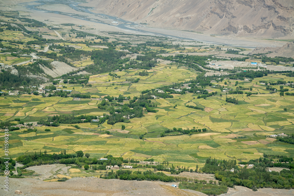View to Ishkashim city from mountain in Afghanistan View to Ishkashim city from mountain in Afghanistan
