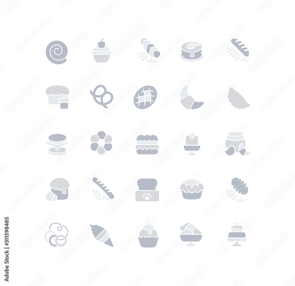 Set of Simple Icons of Breads and Bakery Set of Simple Icons of Breads and Bakery