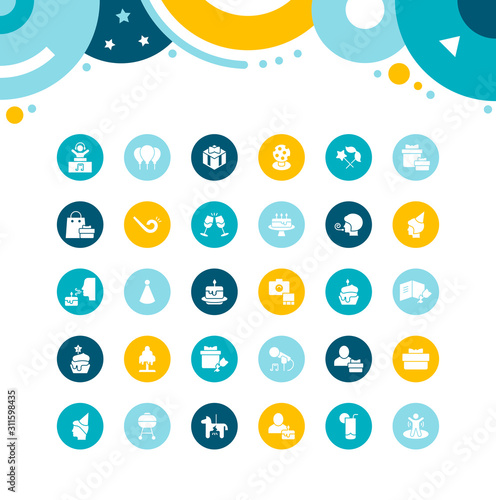 Set of Simple Icons of Birthday