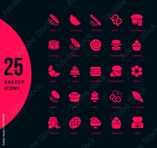 Set of Simple Icons of Bakery