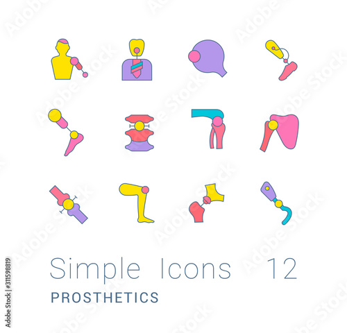Set of Simple line Icons of Prosthetics