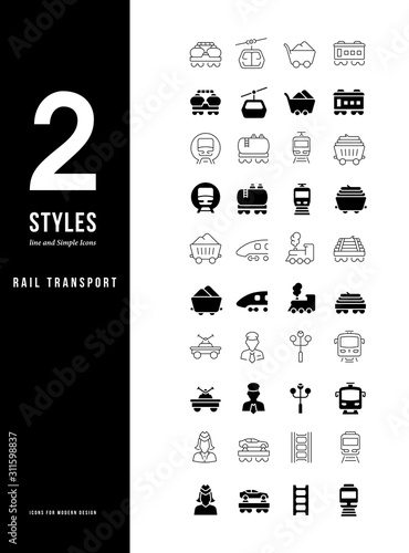 Simple Line Icons of Rail Transport photo