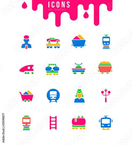 Set of Simple Icons of Rail Transport photo