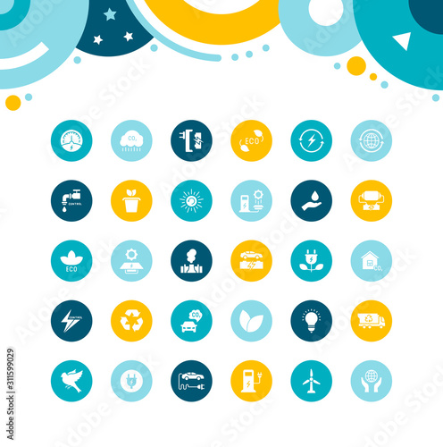 Set of Simple Icons of Recycling