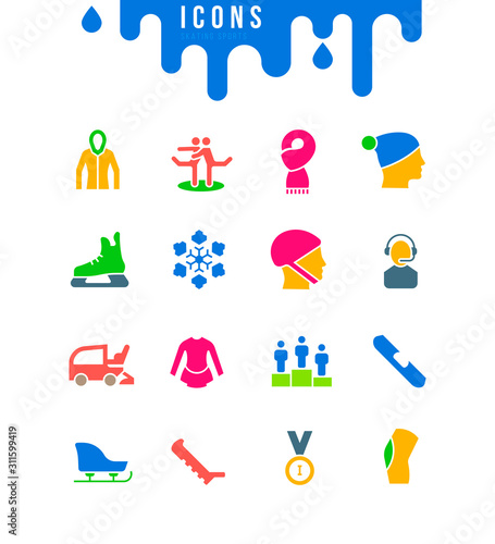 Set of Simple Icons of Skating Sports