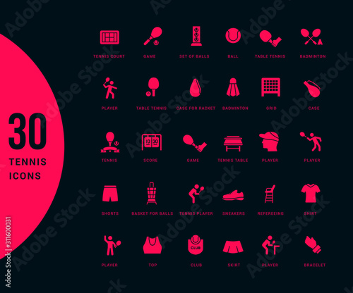 Set of Simple Icons of Tennis