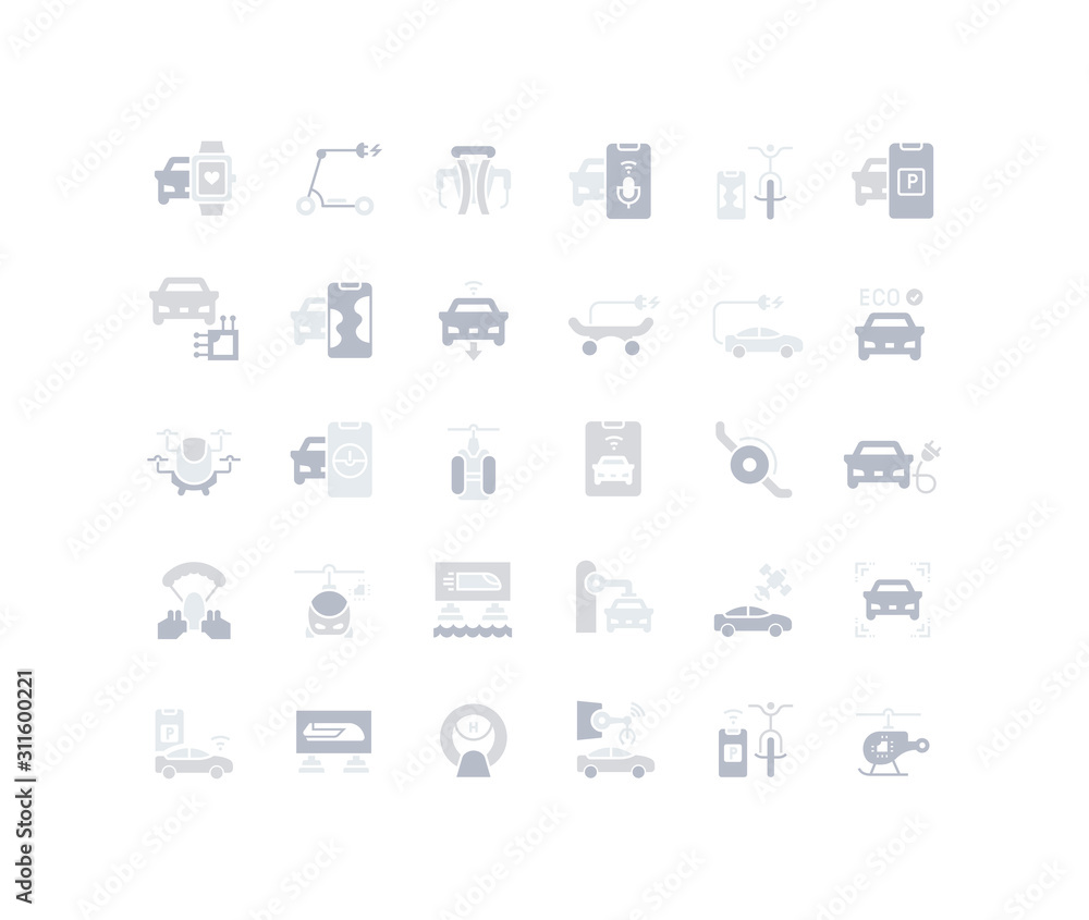 Obraz premium Set of Simple Icons of Transport Technology