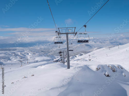 Ski lift on Parnassos ski resort photo