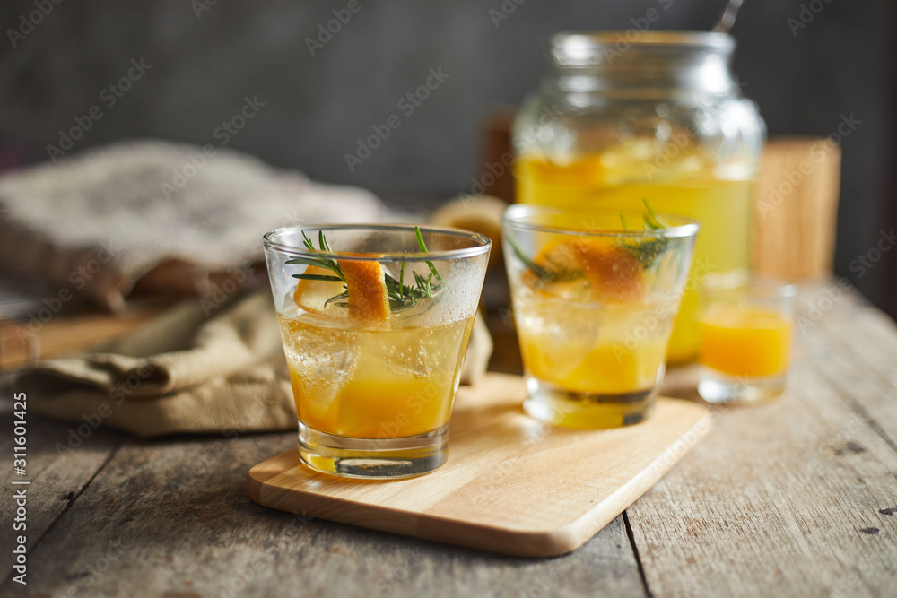 Navel orange cocktail with rosemary.. Navel orange cocktail with rosemary..