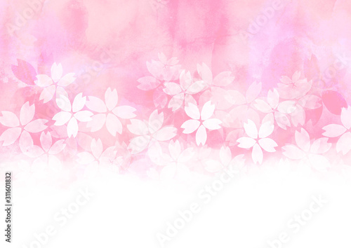 桜　春　水彩イラスト