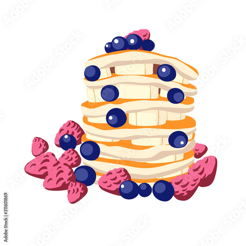 Stack of pancakes Hand drawn vector illustration.