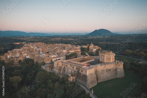 View of Civita di Castellana during sunset by Drone