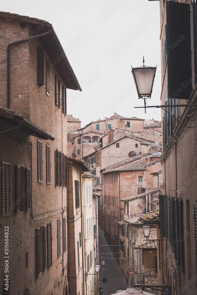 Quaint street in the beautiful village of Siena