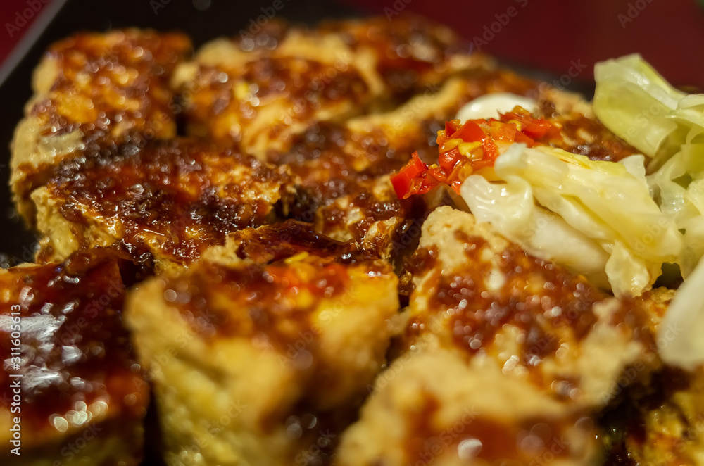 Taiwanese snack of stinky tofu Taiwanese snack of stinky tofu