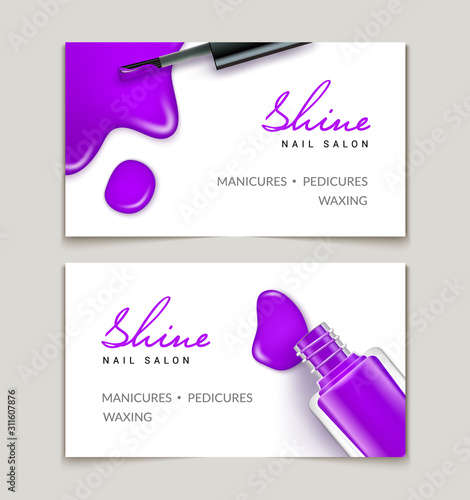 Nail polish makeup card template design. Manicure beauty business card background