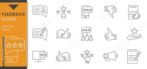 Feedback and Testimonial icon in the line art style.
