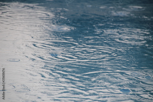 Swimming pool under the rain