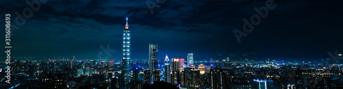 Panoramic city view. Cityscape of Taipei. Night Panorama Taipei Tower. Skyline. © monster_code