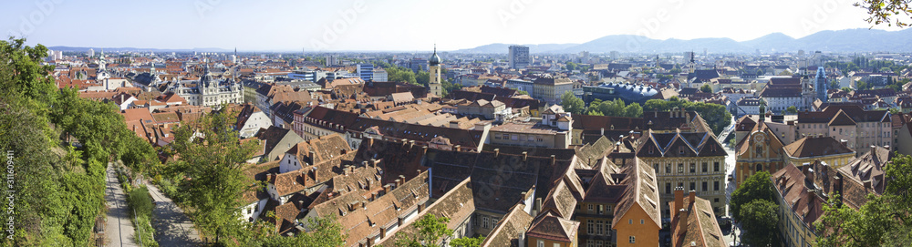 Obraz premium Graz, Blick auf Graz, Hauptplatz mit Rathaus, Österreich, Steie