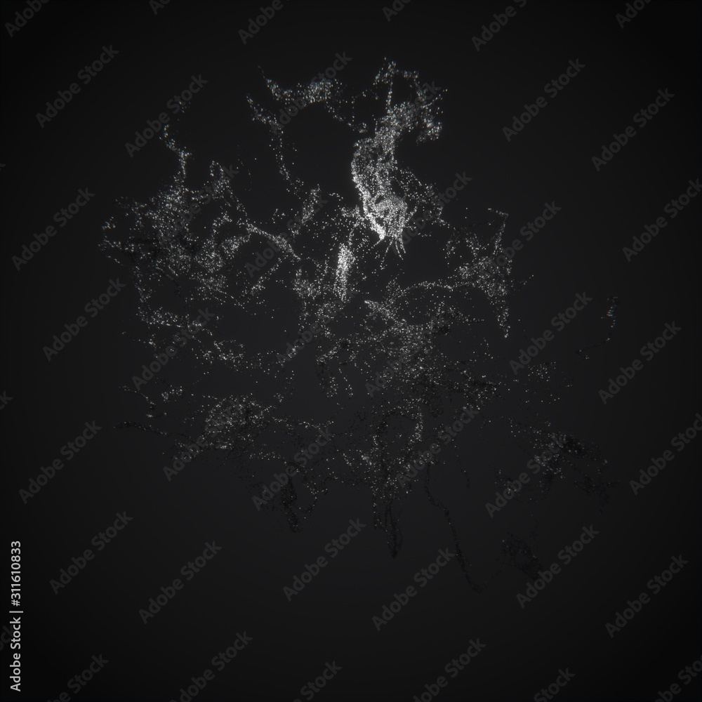 Obraz premium Dark Bio luminescence. Illumination of plankton. Many bright particles.