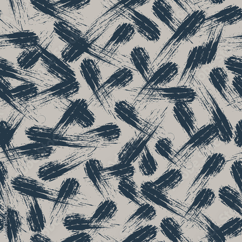 Seamless painterly criss cross vector pattern. Modern hand drawn scratch brush stroke marks shape. Repeating abstract line background. Trendy masculine grunge textile. All over print swatch tile.