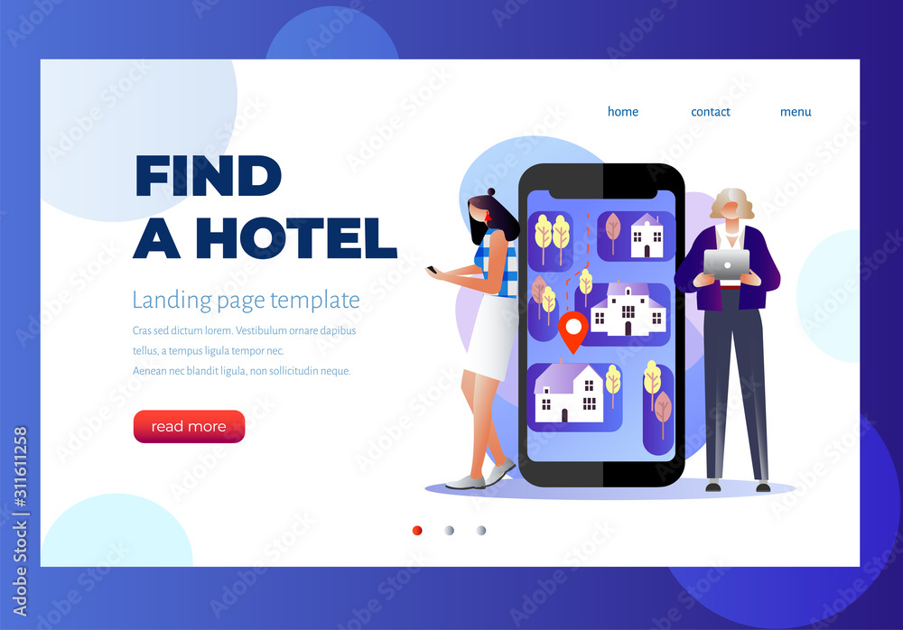 Design concept of hotel search and booking online. Hotel building detailed and reservation application interface. Vector illustration Design concept of hotel search and booking online. Hotel building detailed and reservation application interface. Vector illustration