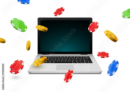 Online casino poker vector backgorund laptop gambling