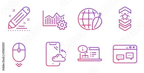 Shoulder strap, Brand contract and Online documentation line icons set. Environment day, Operational excellence and Smartphone cloud signs. Scroll down, Browser window symbols. Vector