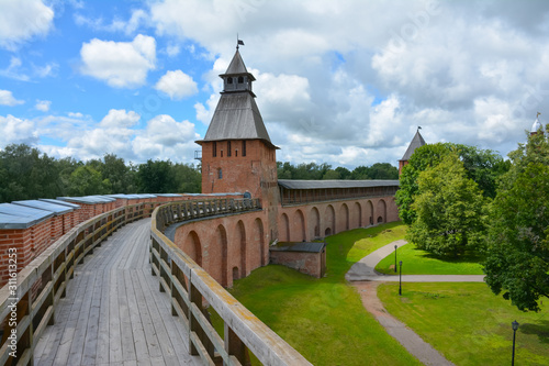 tourist route along the Kremlin wall in Veliky Novgorod