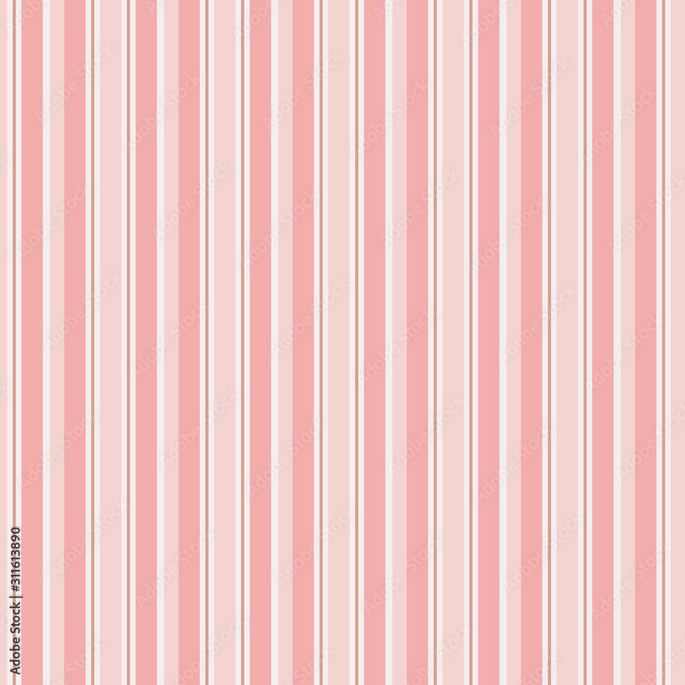 Stripe seamless pattern. Pink and white repeating stripe pattern for backgrounds, fabric, apparel, paper crafts and more. Soft, pastel colors. EPS file includes pattern swatch tile.