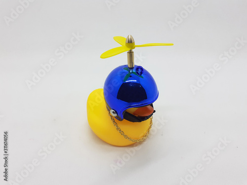 Cute Beautiful Yellow Squeaky Bathub Duck for Kids Toys Bathroom Water Accessories in White Isolated Background