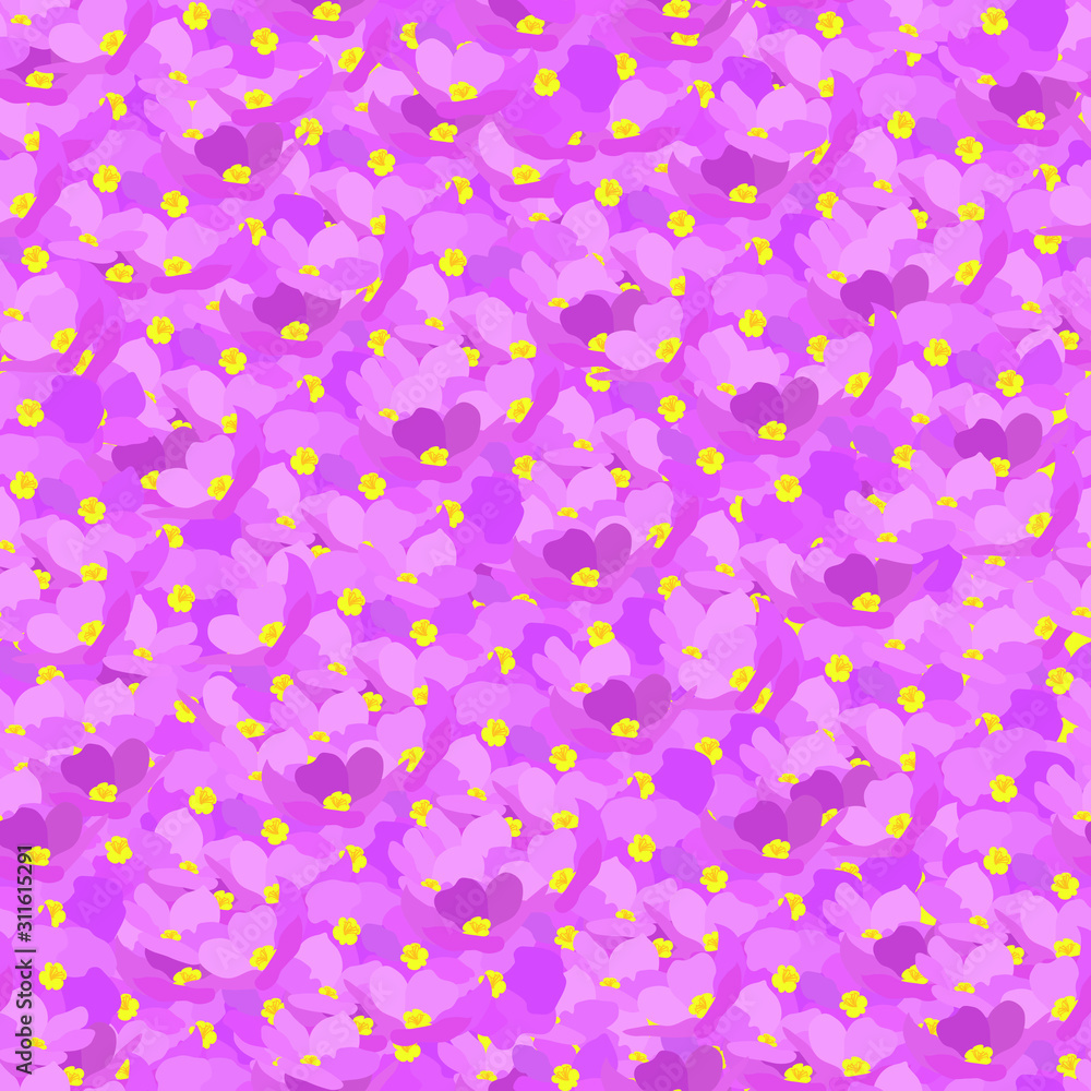 Seamless pattern with violet flowers