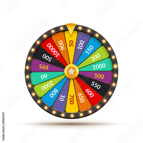 Wheel Of Fortune lottery luck illustration. Casino game of chance. Win fortune roulette. Gamble chance leisure