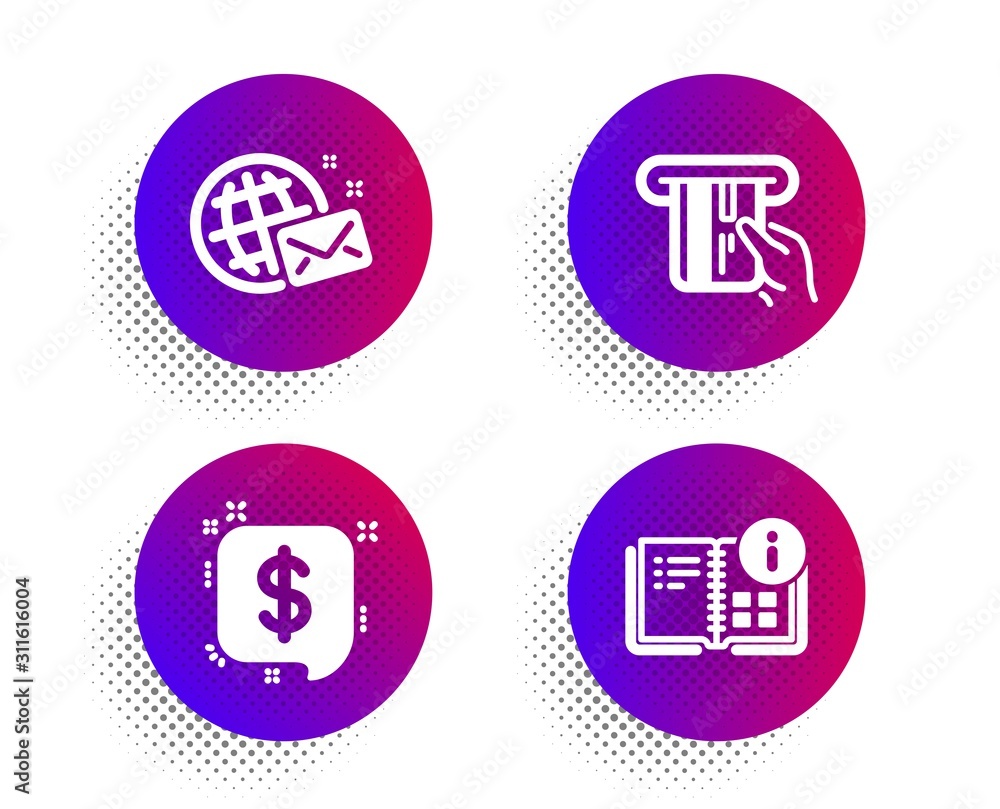 Credit card, Payment message and World mail icons simple set. Halftone dots button. Instruction info sign. Atm payment, Finance, Chat. Project. Business set. Classic flat credit card icon. Vector Credit card, Payment message and World mail icons simple set. Halftone dots button. Instruction info sign. Atm payment, Finance, Chat. Project. Business set. Classic flat credit card icon. Vector