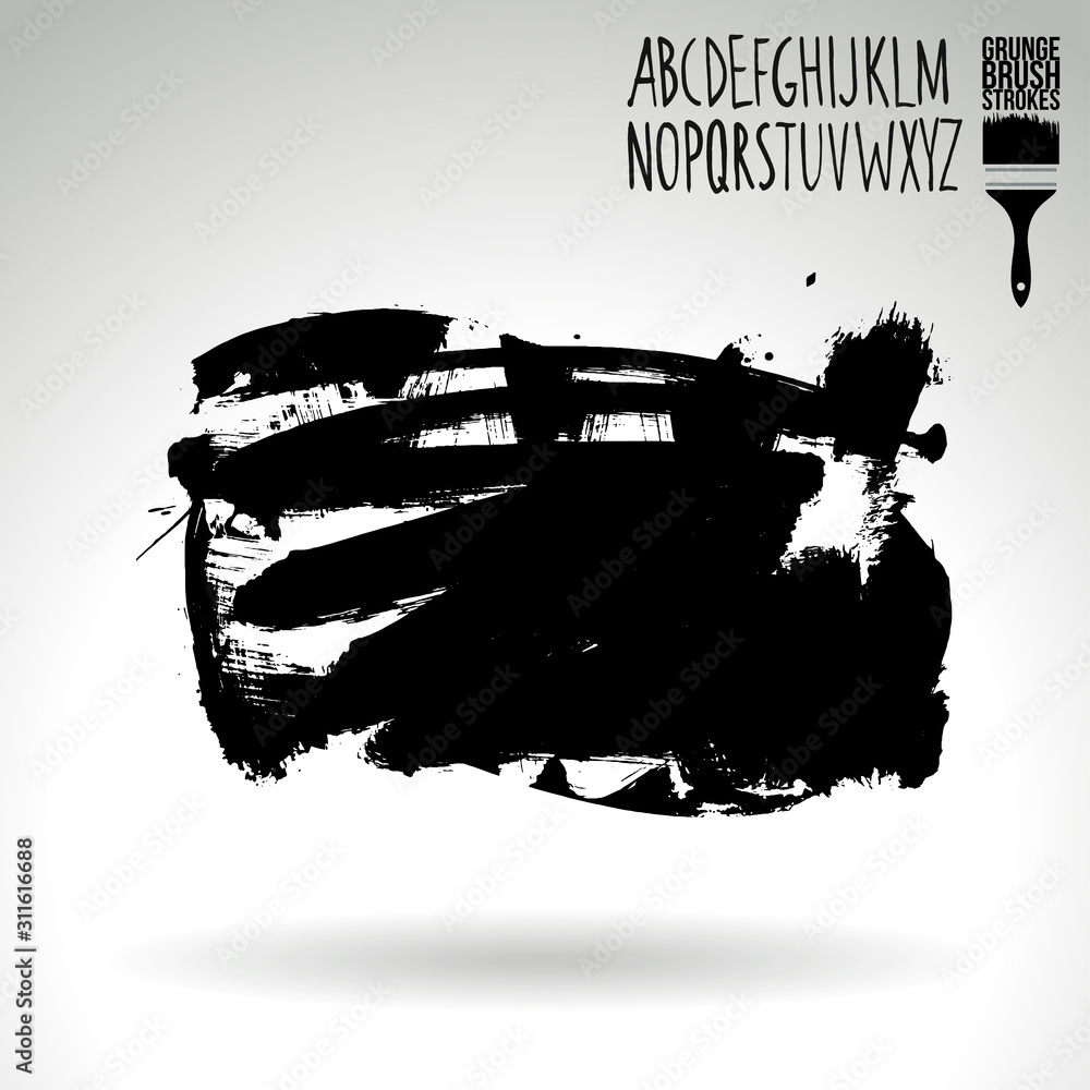 Black brush stroke and texture. Grunge vector abstract hand - painted element. Underline and border design. Black brush stroke and texture. Grunge vector abstract hand - painted element. Underline and border design.