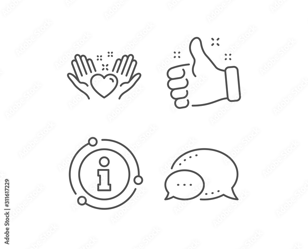 Hold heart line icon. Chat bubble, info sign elements. Friends love sign. Friendship hand symbol. Linear hold heart outline icon. Information bubble. Vector Hold heart line icon. Chat bubble, info sign elements. Friends love sign. Friendship hand symbol. Linear hold heart outline icon. Information bubble. Vector