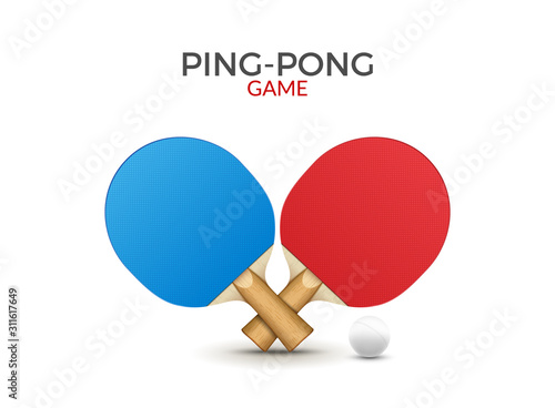 Rackets for table tennis. Pingpong tennis game equipment ball vector background poster