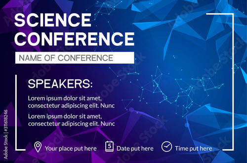 Science conference business design template. Science brochure flyer marketing advertising meeting