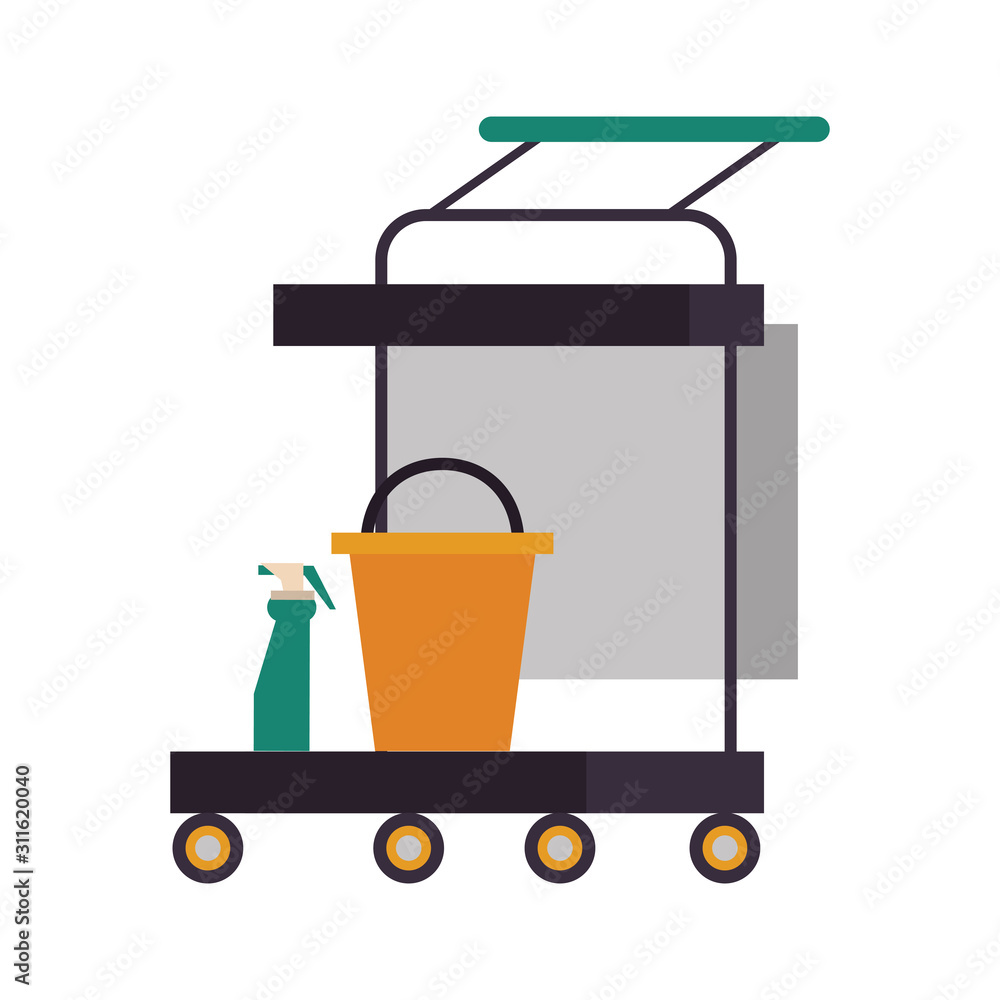 housekepping cart with bucket and splash bottle housekepping cart with bucket and splash bottle
