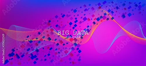 Falling Particles Distressed Purple Vector. Data Stream Minimal Banner. 