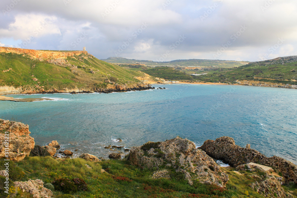 Fototapeta premium Golden Bay views, Malta