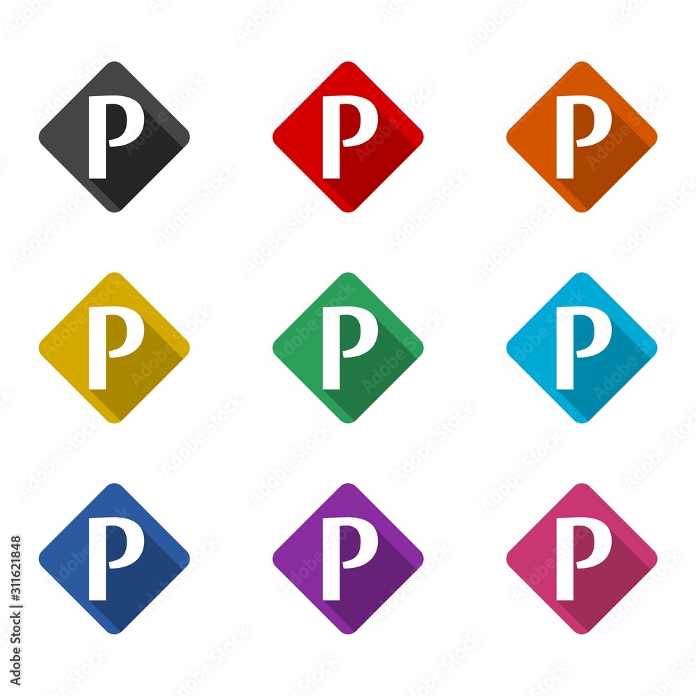 Letter P alphabet with long shadow Letter P alphabet with long shadow