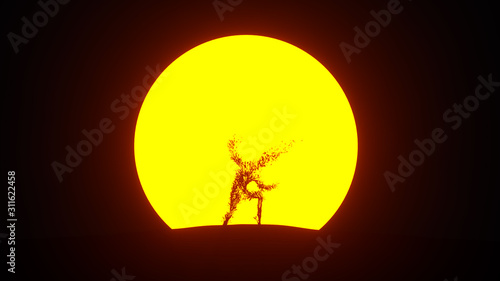 Silhouette of growing tree in a shape of a Human. Eco Concept. 3D rendering.