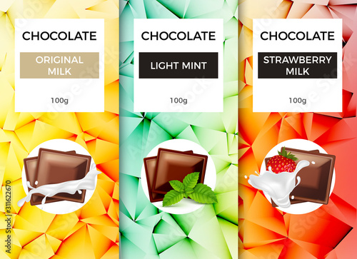 Chocolate bar packaging template design. Chocolate branding product pattern. Vector luxury design package