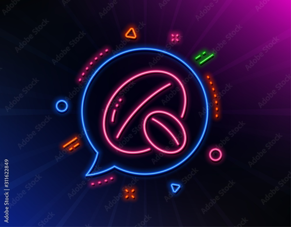 Soy nut line icon. Neon laser lights. Tasty nuts sign. Vegan food symbol. Glow laser speech bubble. Neon lights chat bubble. Banner badge with soy nut icon. Vector Soy nut line icon. Neon laser lights. Tasty nuts sign. Vegan food symbol. Glow laser speech bubble. Neon lights chat bubble. Banner badge with soy nut icon. Vector