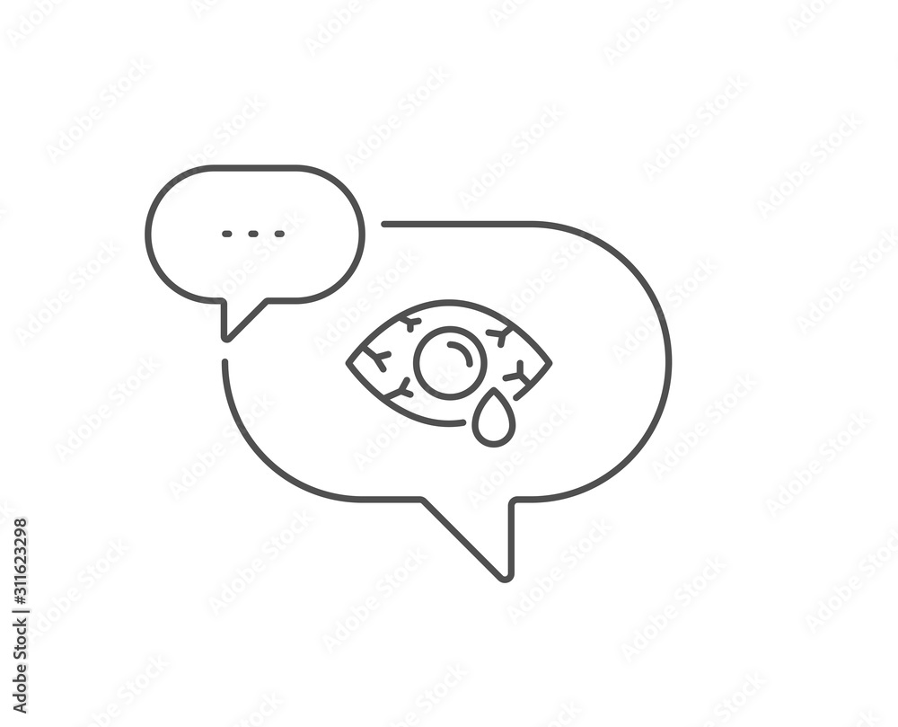 Сonjunctivitis eye line icon. Chat bubble design. Oculist clinic sign. Optometry vision symbol. Outline concept. Thin line Сonjunctivitis eye icon. Vector Сonjunctivitis eye line icon. Chat bubble design. Oculist clinic sign. Optometry vision symbol. Outline concept. Thin line Сonjunctivitis eye icon. Vector