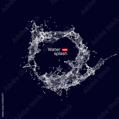 Water splash circle background on dark. Wave texture water isolated clear liquid drop background