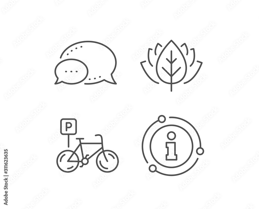 Bicycle parking line icon. Chat bubble, info sign elements. Bike park sign. Public transport place symbol. Linear bicycle parking outline icon. Information bubble. Vector Bicycle parking line icon. Chat bubble, info sign elements. Bike park sign. Public transport place symbol. Linear bicycle parking outline icon. Information bubble. Vector